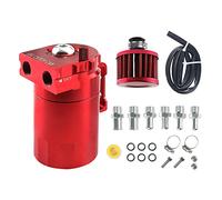 AOCISKA Aluminum Oil Catch Can,Baffled Oil Catch Can Kit,300ml Oil Reservoir Tank,Oil Separator Catch Can with Hose Kit,Universal Oil Catch Can Tank Polish Baffled Reservoir (Red)