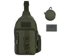 Aocmpxs Small Sling Bag for Men, Tactical Crossbody bags EDC Shoulder Bag Chest Pack with Coin Pouch and US Flag Patch, Green