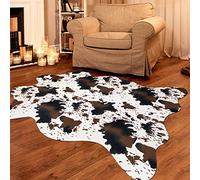 Aoczes Cow Print Rug Faux Cowhide Rug Cow Rugs for Bedroom Living Room Western Decor Non Slip,Brown and White 4.6 x 5.2 Feet(140 x160cm)