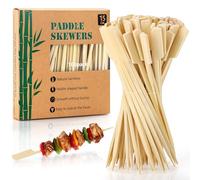 Aodaer 100 Pieces Bamboo Paddle Skewers 15CM Natural Wooden Cocktail Sticks BBQ Skewers Food Picks for Barbeque, Kebabs, Cocktails Buffet Party