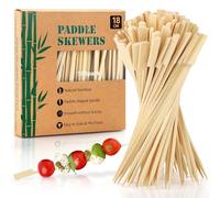 Aodaer 100 Pieces Bamboo Paddle Skewers 18CM Natural Wooden Cocktail Sticks BBQ Skewers Food Picks for Barbeque, Kebabs, Cocktails Buffet Party