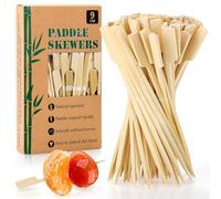 Aodaer 100 Pieces Bamboo Paddle Skewers 9CM Natural Wooden Cocktail Sticks BBQ Skewers Food Picks for Barbeque, Kebabs, Cocktails Buffet Party