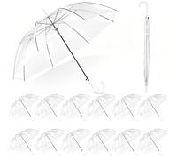 Aodaer 12 Pack 37.4 Inch Clear Umbrellas for Wedding Large White Transparent Umbrella Dome See Through with White Handle for Ladies, Men's, Unisex Party Parasol Rain