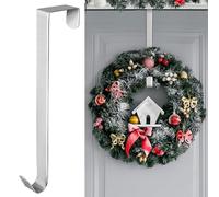 Aodaer 15 Inches Silver Christmas Wreath Door Hanger Metal Wreath Hook Non-Slip Christmas Hanging Hooks for Party Christmas Holiday Home Decoration