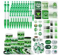Aodaer 181 Pieces Mental Health Awareness Set Includes Silicone Bracelets, Badge Brooches, Green Ribbon Pens, Keychains, Mini Notebooks, Stickers, Mental Health Awareness Items for Adults Teens Gifts