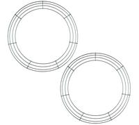 Aodaer 2 Pack 14 Inch Wire Wreath Frame Christmas Green Wire Wreath Ring Round Metal DIY Floral Crafts Wire Wreath for Halloween New Year Holiday Valentine Day Decorations