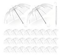 Aodaer 24 Pack 37.4 Inch Clear Umbrellas for Wedding Large White Transparent Umbrella Dome See Through with White Handle for Ladies, Men's, Unisex Party Parasol Rain