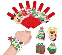 Aodaer 24 Pieces Christmas Slap Bracelets Xmas Slap Bands Red Velvet Glitter Style Wristband Include Santa Claus Snowman Reindeer for Christmas Gifts Party Favors Accessory Supplies