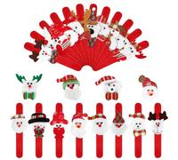 Aodaer 24 Pieces Christmas Slap Bracelets Xmas Slap Bands Red Velvet Wristband Include Santa Claus Snowman Reindeer Classic Style for Christmas Gifts Party Favors Accessory Supplies