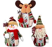 Aodaer 3 Pack Christmas Sitting Plush Doll Santa Snowman Reindeer Table Decorations Home Toys Merry Christmas Happy Holidays Party Supplies
