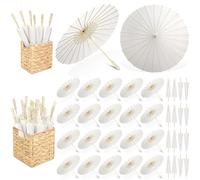 Aodaer 36 Pieces 23.6 Inch Wedding Paper Umbrellas with Storage Boxes White Decorative Chinese Japanese Parasol Umbrella Crafts DIY Painting Umbrella Decor for Wedding Bridal Party Photography