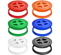 Aodaer 6 Pieces 5 Gallon Gamma Seal Lid Bucket Lids Leak Proof Screw Top Sets Plastic Storage Bucket Seal Lids for Cereals Grain Pet Food Coatings Paint Storage, Black, Red, Green, White, Blue, Orange