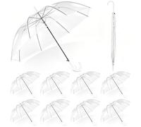 Aodaer 8 Pack 37.4 Inch Clear Umbrellas for Wedding Large White Transparent Umbrella Dome See Through with White Handle for Ladies, Men's, Unisex Party Parasol Rain