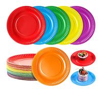 Aodaer Colorful Paper Plates 60 Pcs 7" Party Plates for Dinner and Dessert, Disposable Plate Tableware for DIY Holiday Wedding Birthday Graduation Party Decorations, Multi-Color (6 Colors)