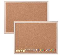 Aodaer Pack of 2 Cork Board Bulletin Board Notice Pin Board Square Pin Board Wall Mounted Cork Board for Office Home and School, 15.7 x 12 Inches, Natural