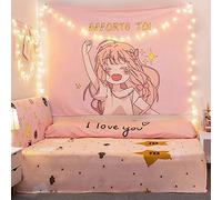 Aodafei Japanese Anime Tapestry, Pink Kawaii Wall Hanging for Bedroom, Dorm, Cute Tapestry Curtains, 39.37x27.56 in/100x70 cm