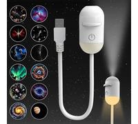Aodejoy 2-in-1 Galaxy Projector Night Light, USB Starry Sky Projector with Projection Films, Mini LED Nightlight Wall Lamp, Portable Led Projectors Lamp for Bedroom Ceiling Car Room Decor-12 Slides