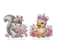 Aodejoy 2Pcs Diamond Painting Tabletop Kit Reusable Diamonds Art Table Lamp Gift Multi-Purpose Diamonds Art Suncatchers Flowers Gift for Craft Lovers-Floral Critters
