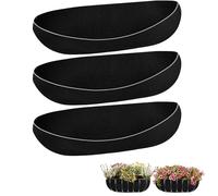 Aodejoy 3 Pcs Wall Basket Liner, 24/30/36 Inch Felt Trough Planter Liners, Fabric Window Box liners, Black Flower Basket Liner, Non-Woven Hanging Plant Liner for Planters Flower Garden Fence (24 in)