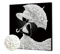 Aodejoy 5D Pearl Painting Kits with Frame,25x25cm DIY Pearl Gem Art Diamond Painting Kits for Adults,Creativity Pearls Dot Paintings,Home Decor Gift Diamond Dots Paintings Picture Arts Craft-Lady-3