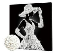 Aodejoy 5D Pearl Painting Kits with Frame,25x25cm DIY Pearl Gem Art Diamond Painting Kits for Adults,Creativity Pearls Dot Paintings,Home Decor Gift Diamond Dots Paintings Picture Arts Craft-Lady-2