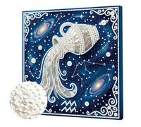 Aodejoy 5D Pearl Painting Kits with Frame,25x25cm DIY Pearl Gem Art Diamond Painting Kits for Adults,Creativity Pearls Dot Paintings,Home Decor Gift Diamond Dots Paintings Picture Arts Craft-Aquarius
