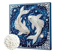 Aodejoy 5D Pearl Painting Kits with Frame,25x25cm DIY Pearl Gem Art Diamond Painting Kits for Adults,Creativity Pearls Dot Paintings,Home Decor Gift Diamond Dots Paintings Picture Arts Craft-Pisces