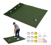 Aodejoy 5x4ft Thickened Artificial Turf Matt with 9 Ball & Tray Practice Hitting Mats Double-Grass Golf Hitting Mat for Backyard/Driving Range/Indoor & Outdoor-Green