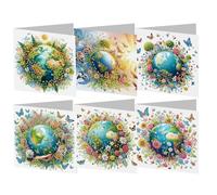 Aodejoy 6 pcs Diamond Painting Greeting Cards Handmade 5D Rhinestone Arts Greetings Birthday Card 5D Rhinestone Embroidery Art Cards Kits Arts Crafts for Birthday Blessing and Wishes-10