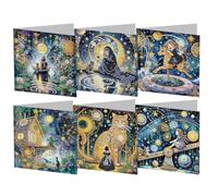 Aodejoy 6 pcs Diamond Painting Greeting Cards Handmade 5D Rhinestone Arts Greetings Birthday Card 5D Rhinestone Embroidery Art Cards Kits Arts Crafts for Birthday Blessing and Wishes-06