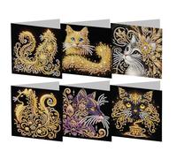 Aodejoy 6 pcs Diamond Painting Greeting Cards Handmade 5D Rhinestone Arts Greetings Birthday Card 5D Rhinestone Embroidery Art Cards Kits Arts Crafts for Birthday Blessing and Wishes-07