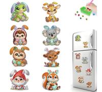Aodejoy 8pcs Easter 2D Acrylic DIY Refrigerator Diamond Art Magnets Special-Shaped Diamonds Painting Magnetic Refrigerator Sticker Set Crystal Art Craft for Adults Beginners Home Decors-BB229