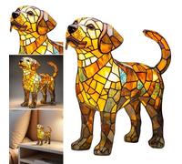 Aodejoy Animal Resin Table Lamp, LED Night Light, Stained Resin Cute Animals Desk Lamp, Dog Series Art Night Light, Tabletop Nursery Bedside Nightlight Decor for Living Room Bedroom (E)
