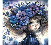 Aodejoy Blue Girl Partial DIY Irregular Drill Diamond Paintings Picture Craft 30x30CM