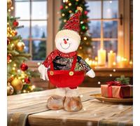 Aodejoy Christmas Decorations Figurine with Retractable Spring Legs, Christmas Ornament Decorative, Standing Doll for Holiday Winter Home Party Adornment Holiday Shelf Table Decoration-Snowman