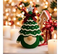Aodejoy DIY Crochet Christmas Tree Gnome Kit, Christmas Gnome Crochet Kit for Beginners, Gonks Doll Xmas Tree Ornaments Crocheting Kits, Cute Gnomes Knitting Kits, Holiday Craft-Green DIY