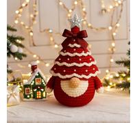 Aodejoy DIY Crochet Christmas Tree Gnome Kit, Christmas Gnome Crochet Kit for Beginners, Gonks Doll Xmas Tree Ornaments Crocheting Kits, Cute Gnomes Knitting Kits, Holiday Craft-Red DIY