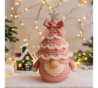 Aodejoy DIY Crochet Christmas Tree Gnome Kit, Christmas Gnome Crochet Kit for Beginners, Gonks Doll Xmas Tree Ornaments Crocheting Kits, Cute Gnomes Knitting Kits, Holiday Craft-Pink DIY