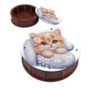 Aodejoy DIY Diamond Painting Colored Pattern Wood Case, Partial Drill Rhinestones Decorative Storage Box, Wooden Crystal Mosaic Storage Container for Home Car Desk Decoration Craft-01