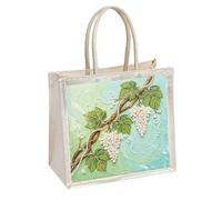 Aodejoy DIY Diamonds Painting Shopping Bag Diamond Art Linen Shoulder Bag Waterproof Crystal Painting Linen Tote Bags Large Capacity for Adults Beginners-Tree branches grape