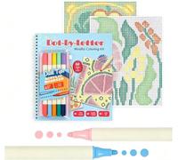 Aodejoy Dot-by-Letters Mindful Coloring Kit,Dot by Letter Adult Coloring Book,20 Hidden Scenes &10 Color Marker,Spiral-Bound Activity Book,Screen-Free Relaxing Letter Code Dots Art Craft Set-Botanica