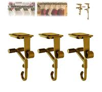 Aodejoy Garland Holder, 2 in 1 Fireplace Stocking and Garland Hanger, No Drill, Heavy Duty Adjustable Garlands Hangers for Mantle, Christmas Mantle Garlands & Stocking Holder with 2 Hooks (Gold 3pcs)