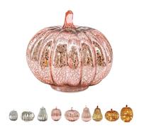 Aodejoy Halloween Twinkle LED Light Pumpkins,Timer Lighted Sparkling Starry Night Glass Pumpkin,Starry Night Pumpkins,Fall Halloween Decorations for Home Bedroom Bathroom Hallway (Pink, Pumpkin)