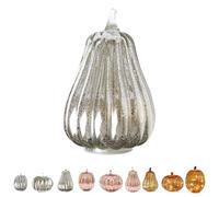 Aodejoy Halloween Twinkle LED Light Pumpkins,Timer Lighted Sparkling Starry Night Glass Pumpkin,Starry Night Pumpkins,Fall Halloween Decorations for Home Bedroom Bathroom Hallway (Silver, Fat Gourd)