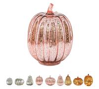 Aodejoy Halloween Twinkle LED Light Pumpkins,Timer Lighted Sparkling Starry Night Glass Pumpkin,Starry Night Pumpkins,Fall Halloween Decorations for Home Bedroom Bathroom Hallway (Pink, Tall Pumpkin)