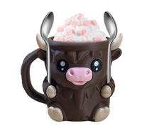 Aodejoy Highland Cow Ice Cream Pint Holder,Ice Cream Pint Sleeves Cover with 2 Spoon,Cute Animal Cooler Container,Leak Proof Popsicle Holder,Highland Cows Lover Gifts (Chocolate Cow)