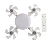 Aodejoy LED Ceiling Fan with Lights,E26/E27 Drone Fans Light with Remote Control,3 Speeds Light Bulb Fan,Timing,3 Color Dimmable,Modern Ceiling Fans Lamp for Bedroom,Living Room (White 4 Heads)