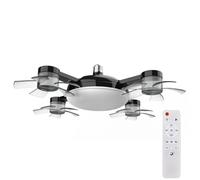 Aodejoy LED Ceiling Fan with Lights,E26/E27 Drone Fans Light with Remote Control,3 Speeds Light Bulb Fan,Timing,3 Color Dimmable,Modern Ceiling Fans Lamp for Bedroom,Living Room (Black 4 Heads)