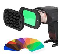 AODELAN Flash Gels Filter Sets, Universal Honeycomb Grid with 8 Color Speedlite Lighting Filter Kit for Canon Nikon Sony Godox Yongnuo Camera Flash Light