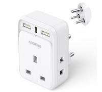 AODENG UK to India Plug Adapter with 3 USB Ports 32W USB C Fast Travel Charger, Adaptor Plug for India, Pakistan, Sri Lanka, Yemen (Type D)